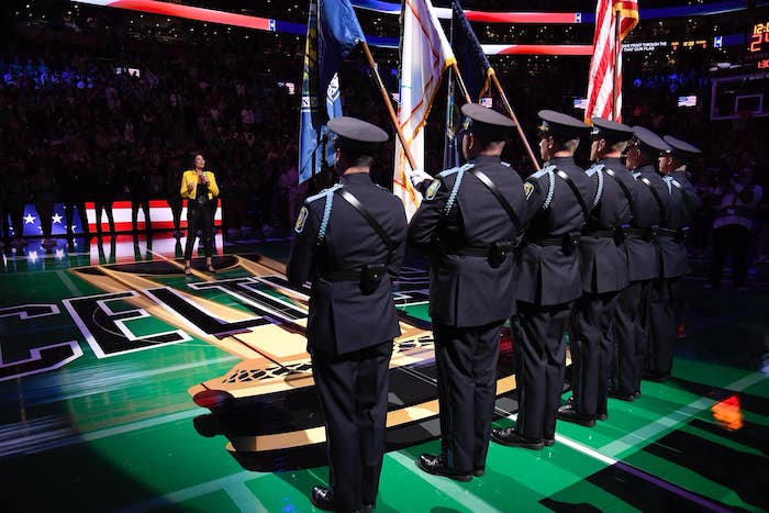 ceremonial national anthem At a celtics game