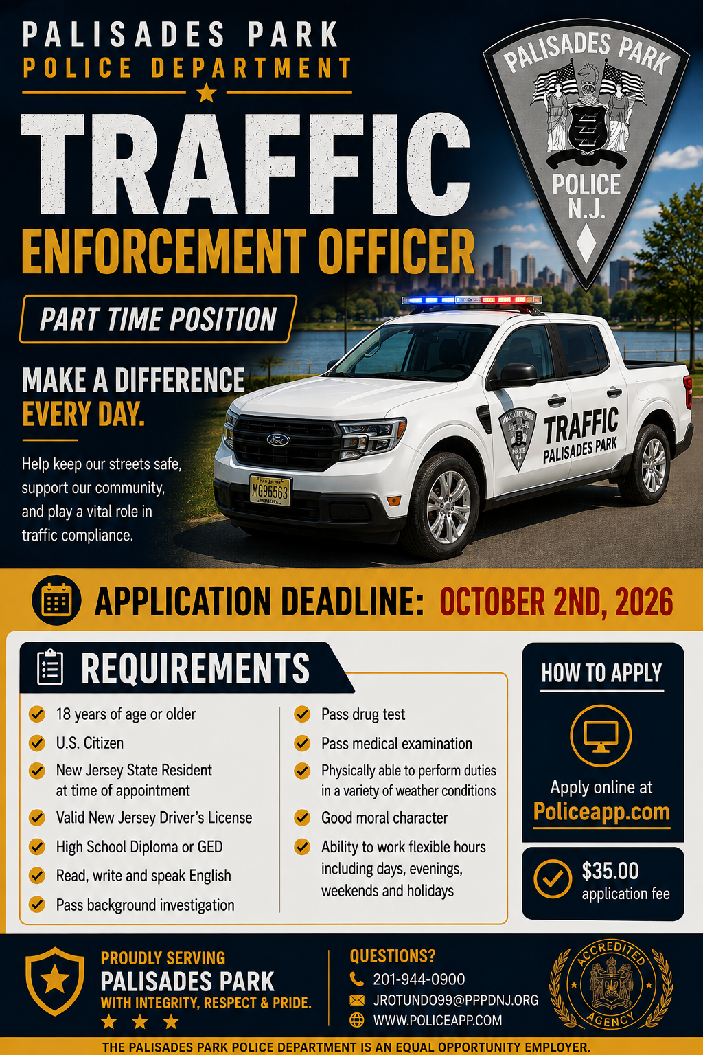 Palisades Park Police Department, NJ Police Jobs