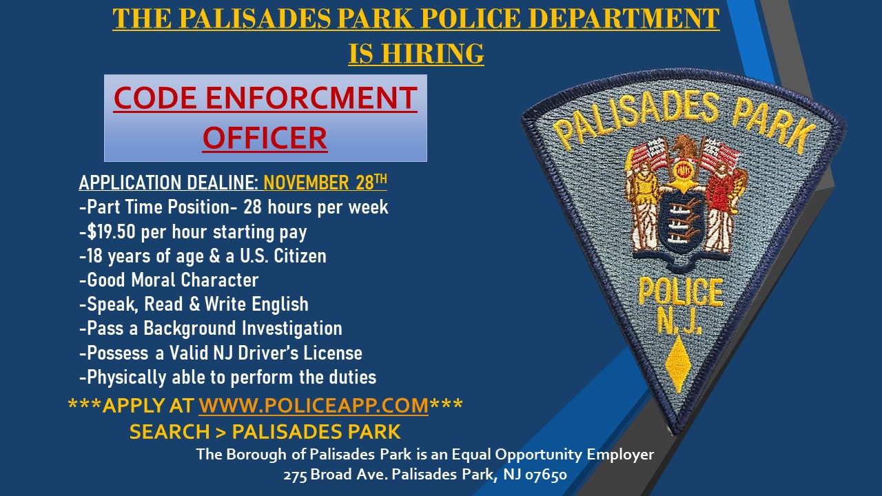 Palisades Park Police Department, NJ Police Jobs