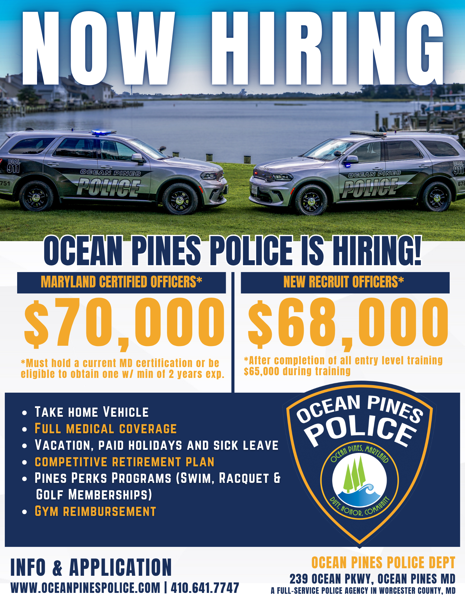 Ocean Pines Police Department, MD Police Jobs
