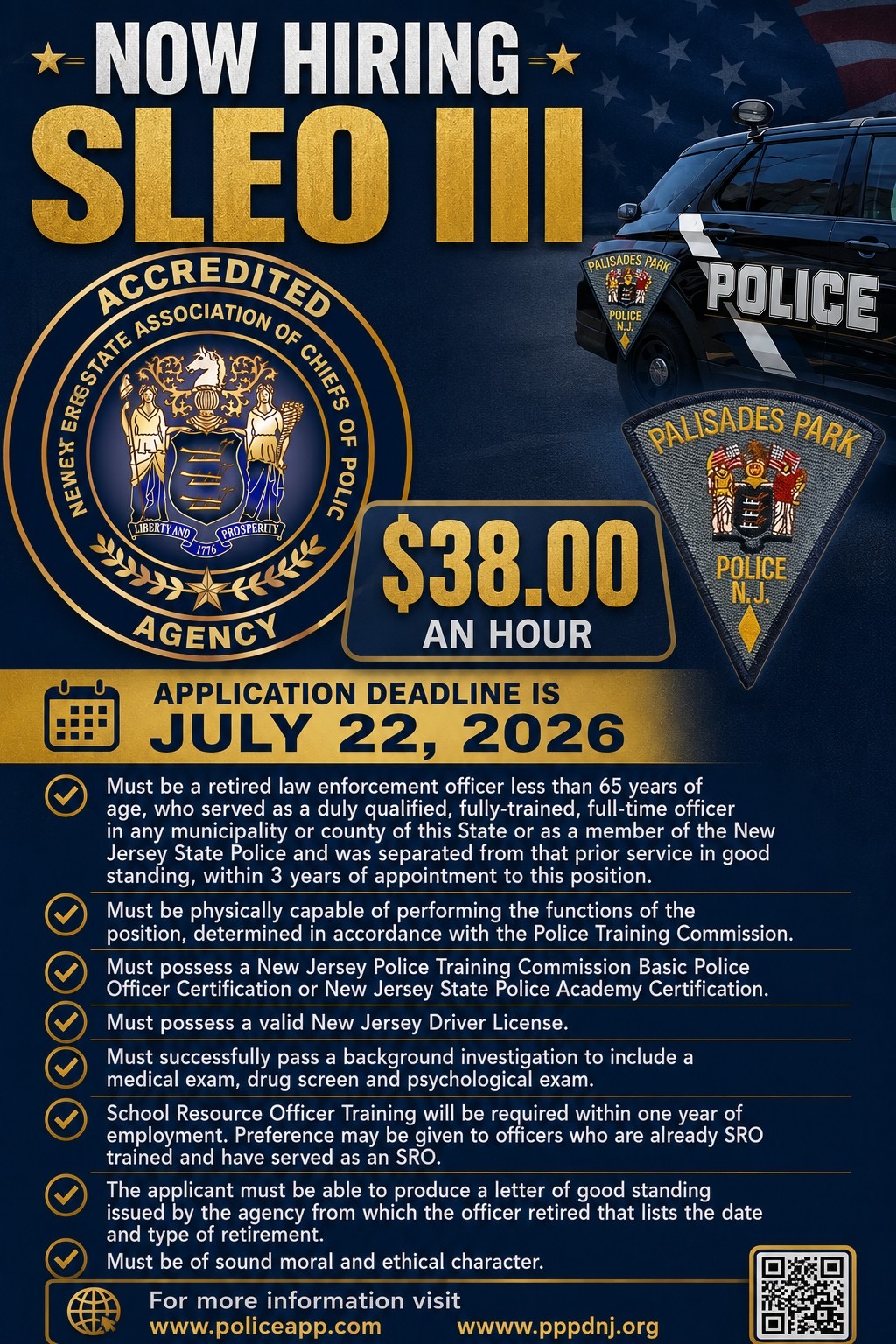 Palisades Park Police Department, NJ Police Jobs