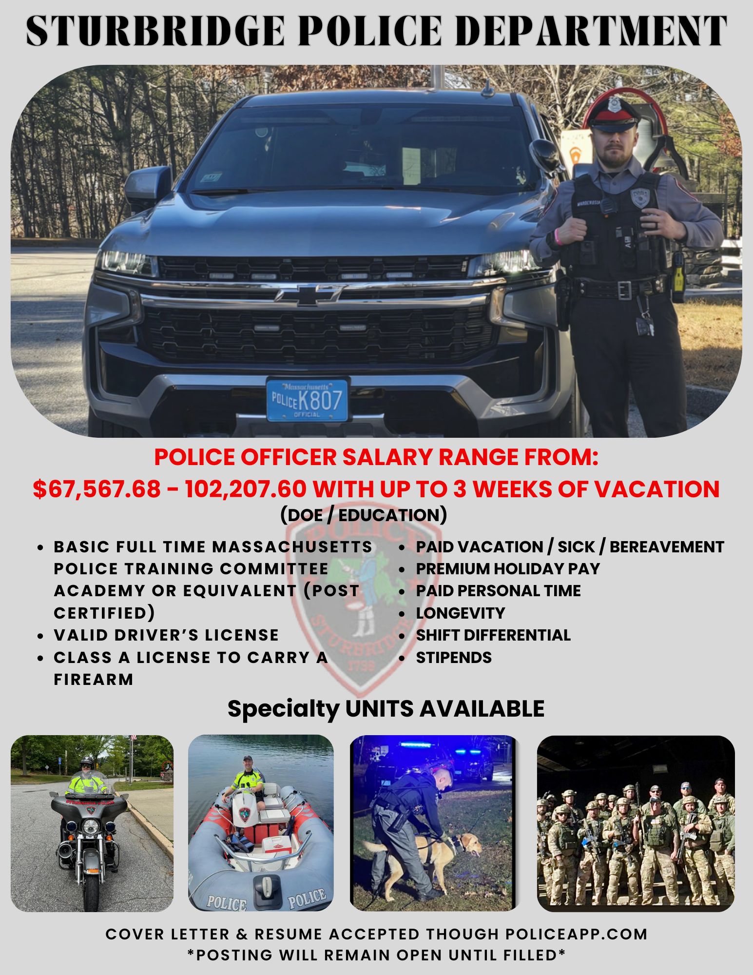 Sturbridge Police Department, MA Police Jobs