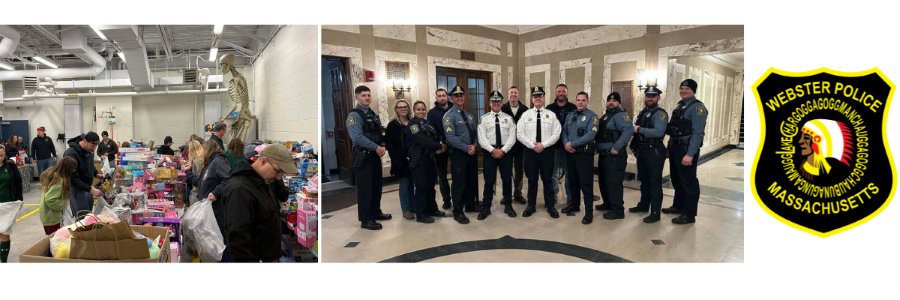 A toy drive, and a group officer picture, followed by the agencies patch.