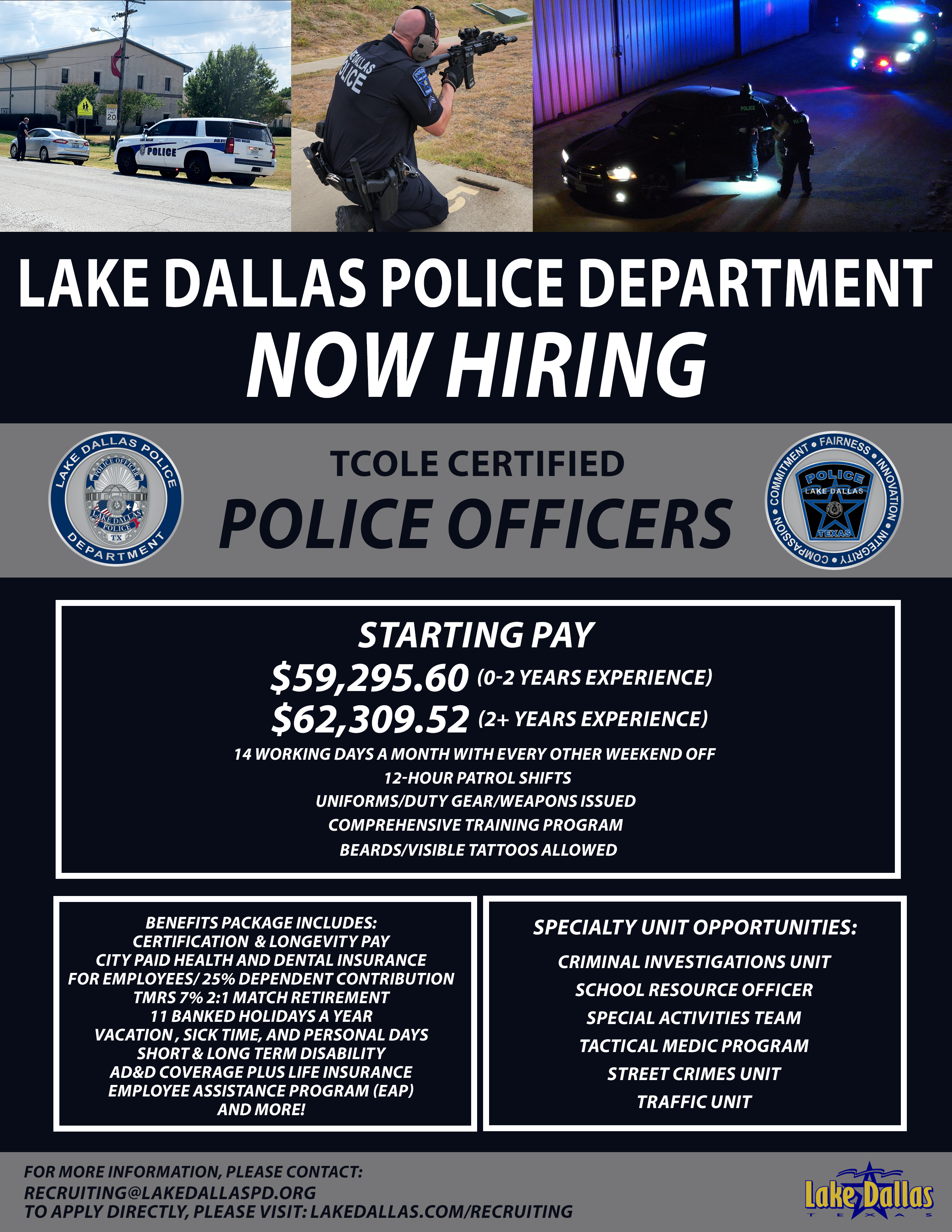 Lake Dallas Police Department, TX Police Jobs