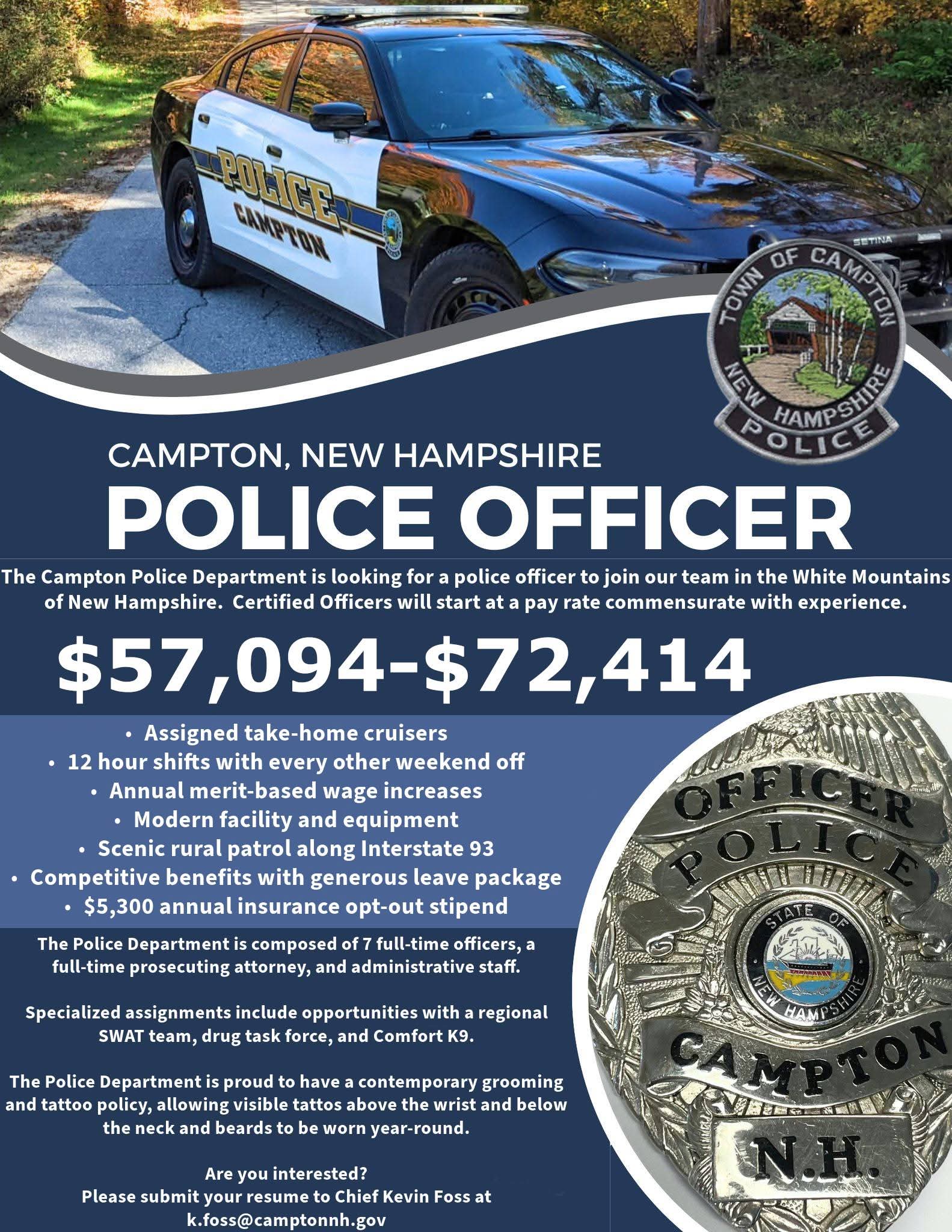 Campton Police Department, NH Police Jobs